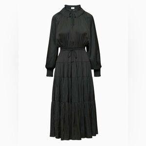 Aritzia Wilfred Dinette Black Dress with Closed Neckline